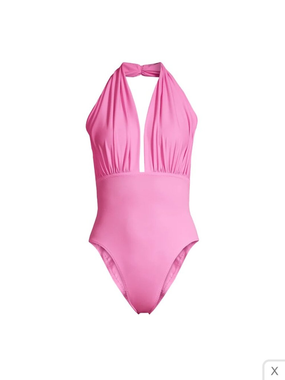 Norma Kamali Pink Mio Halter One Piece Swimsuit | Bubblegum Pink | Small